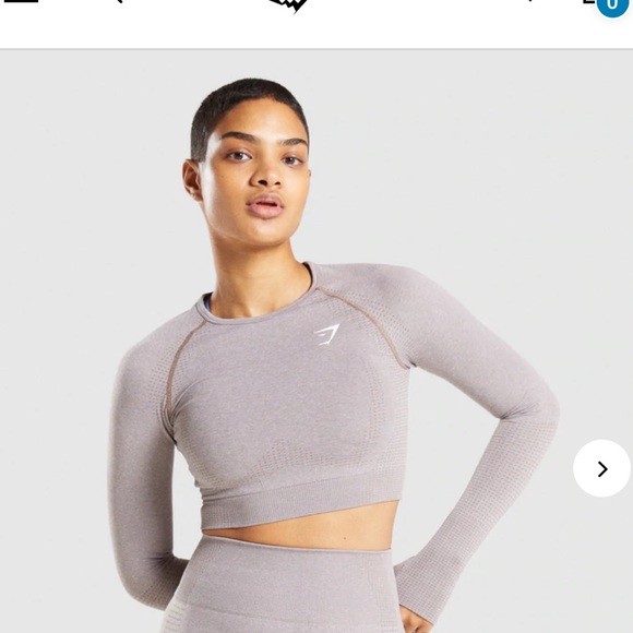 Gymshark Tops - Gymshark Vital Seamless 2.0 Long Sleeve Crop Top (Taupe Marl, S)